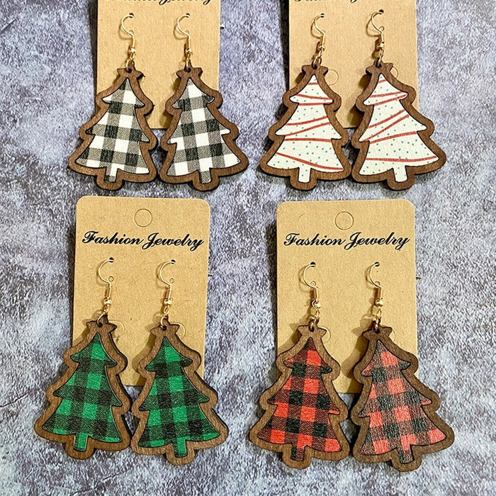 Retro Christmas Tree Plaid Wood