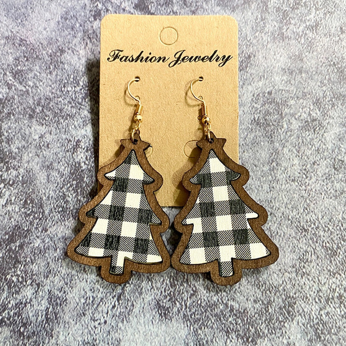 Retro Christmas Tree Plaid Wood