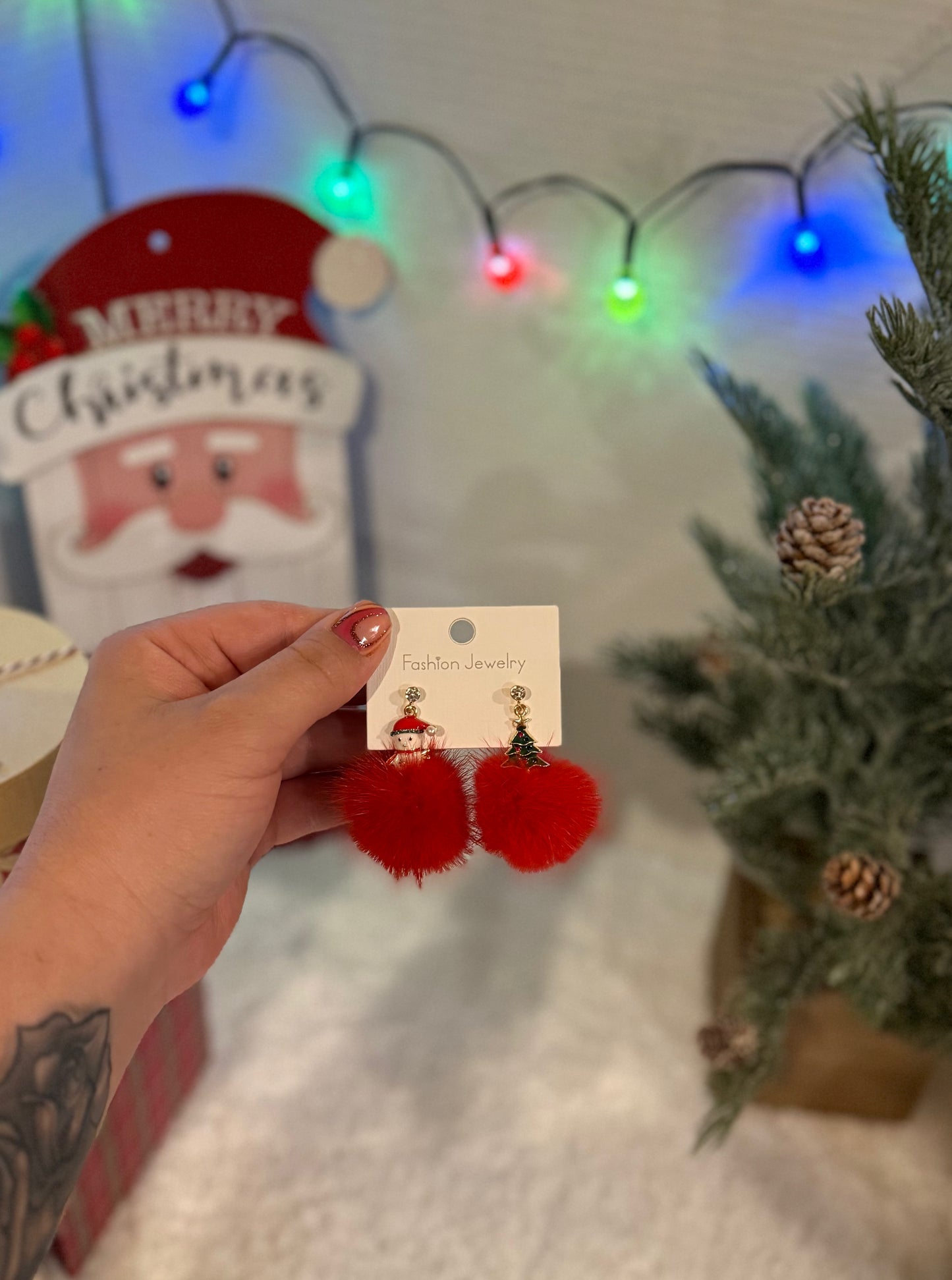 Christmas Tree and Snowman Earrings