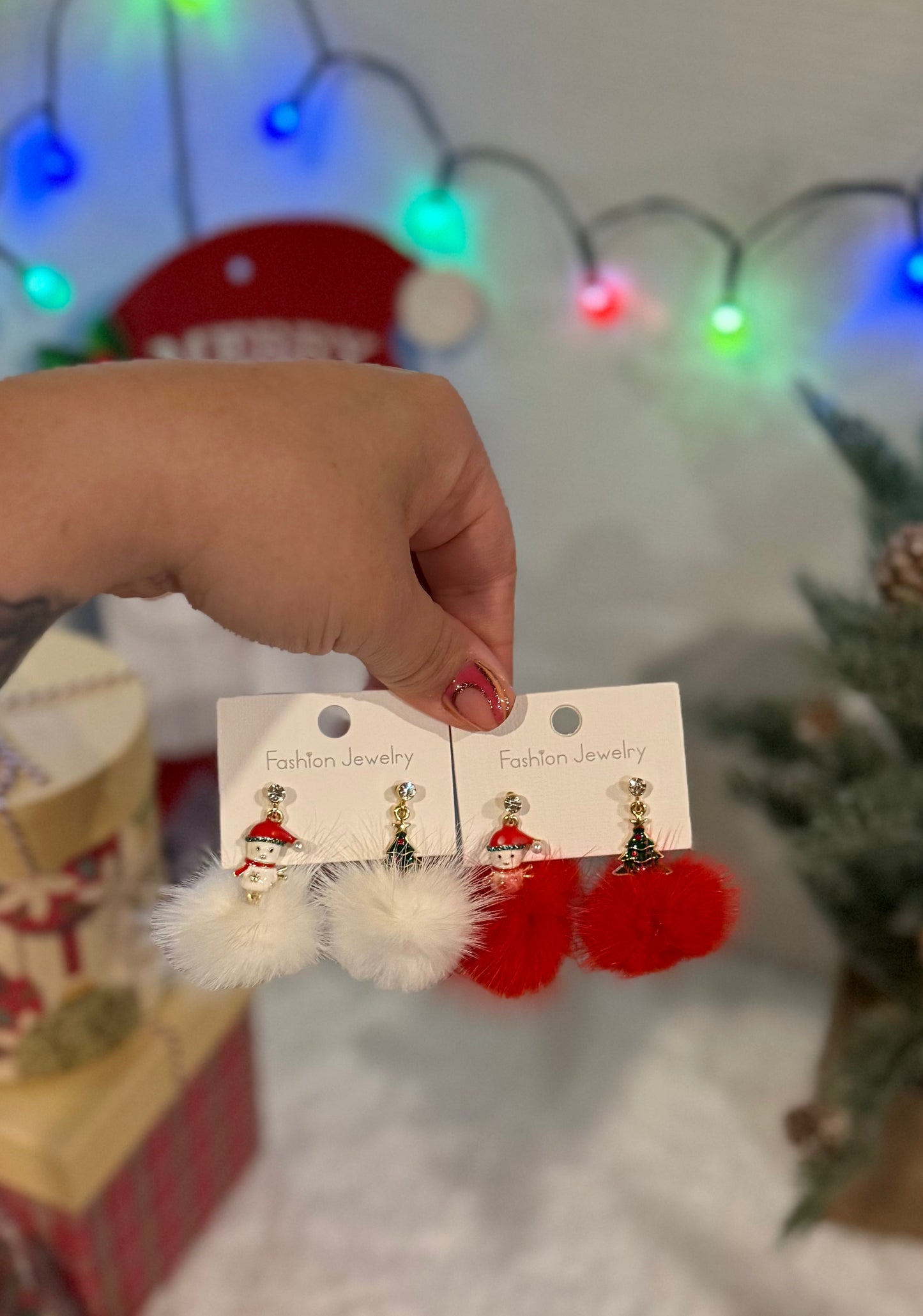 Christmas Tree and Snowman Earrings