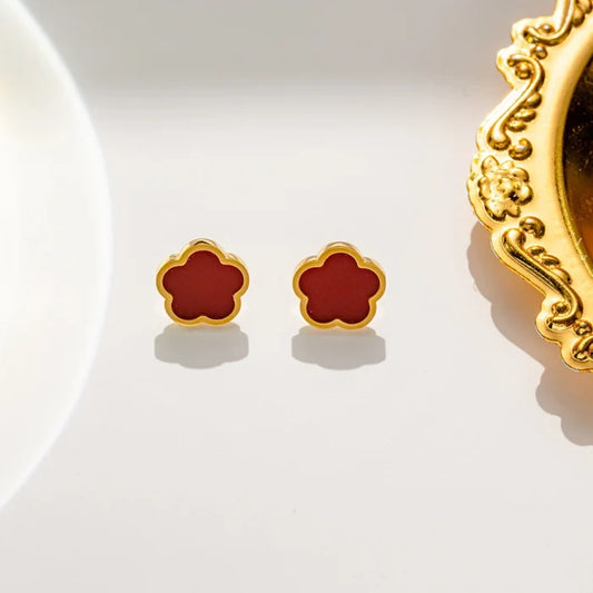 Flower Inlay Shell Studs