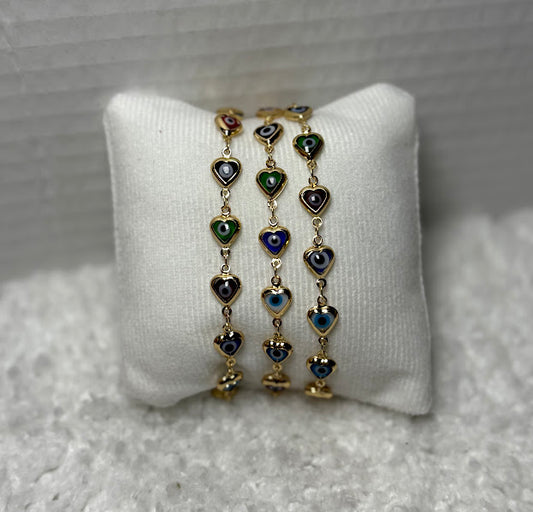 Multicolor Hearts Eye Bracelet