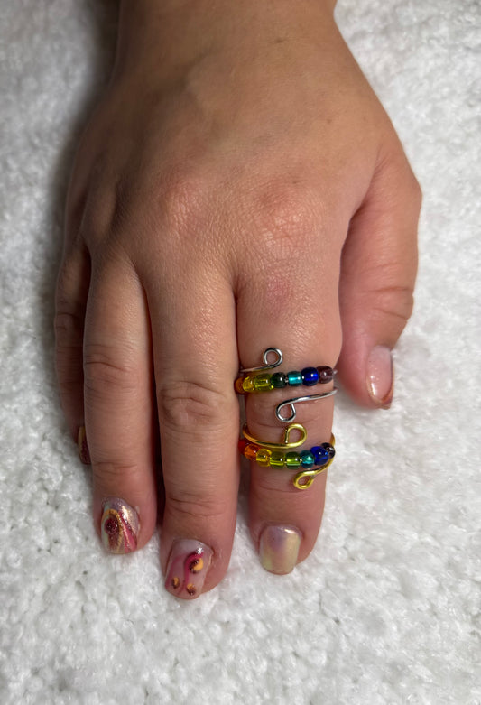 Multicolor Stainless Steel Beaded Plating Open Ring